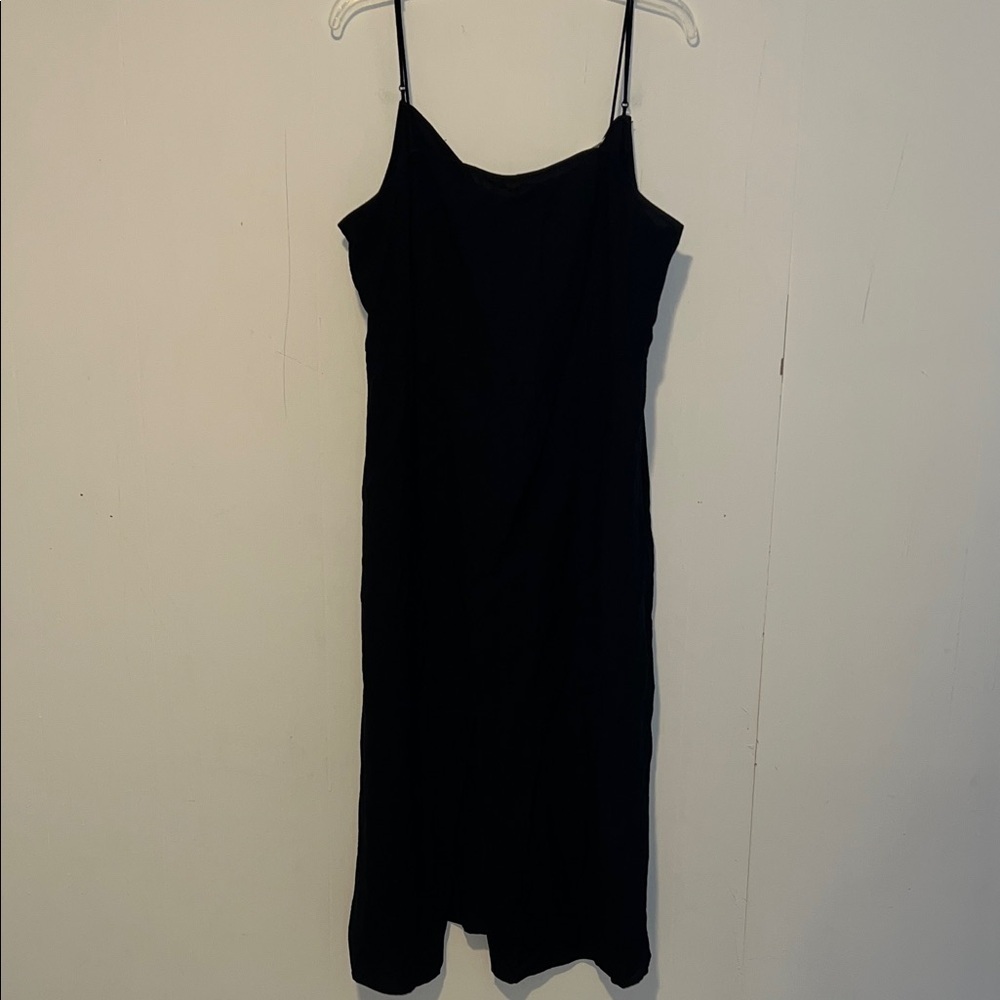 H&M Spaghetti Strap Black Dress Side Zipper Back Tie Black Slit 0313265 NWT